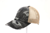 Distressed Camo Criss-Cross High Ponytail Hat by CC Beanie