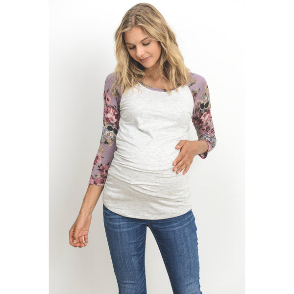 Floral Raglan Maternity Shirt