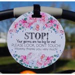 Pink Rose 'No Touching' Car Seat/Stroller Tag