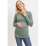 Shoulder Button Long-Sleeve Maternity Shirt