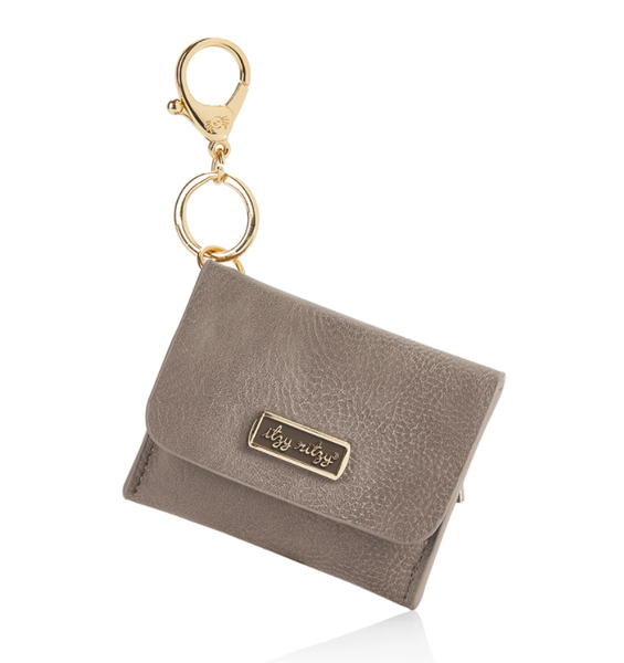 Taupe Mini Wallet Card Holder & Key Charm Keychain by Itzy Ritzy