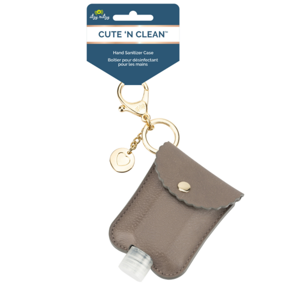 Taupe Cute 'n Clean Hand Sanitizer Charm Keychain by Itzy Ritzy